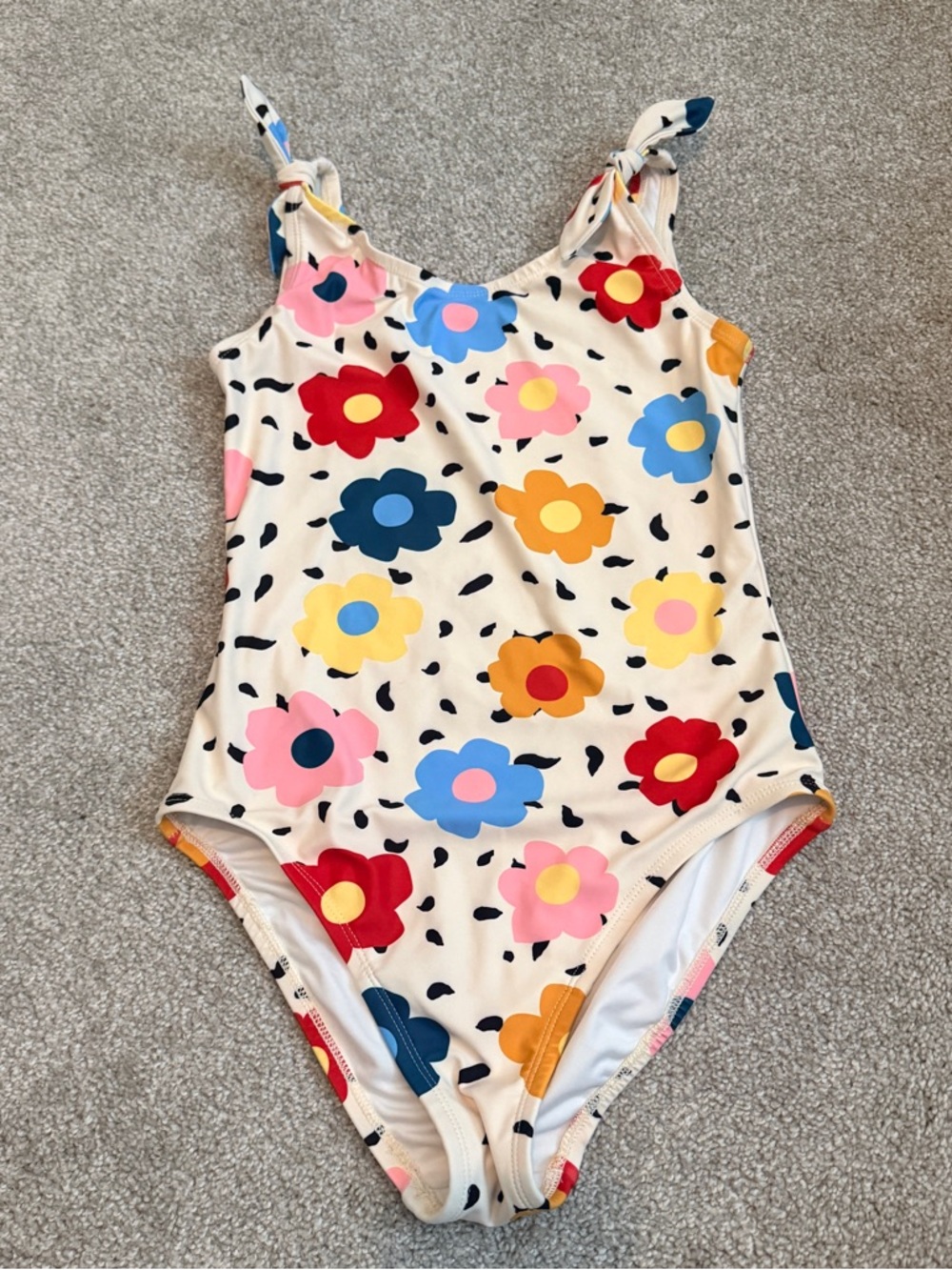 Hanna Andersson Girls 1 Piece Floral Swimsuit Bows Beach Summer 160 cm US 14-16